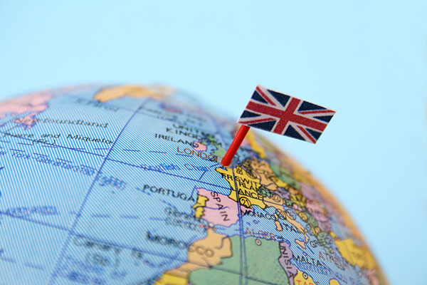 Union flag on a globe