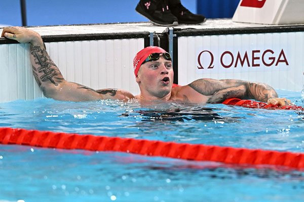 Adam Peaty winning silver Getty