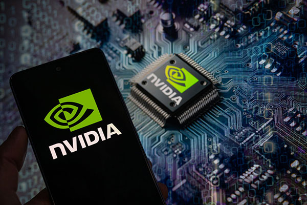 Nvidia logo on chip and smartphone Getty