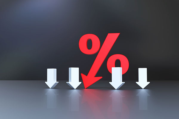 Percentage sign with down arrows 600