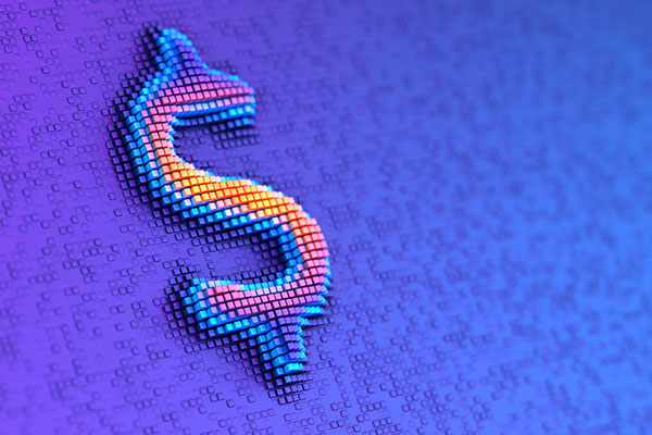 Dollar sign on a purple background