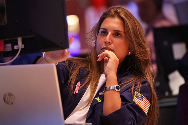 A traders on the floor of the New York Stock Exchange Getty