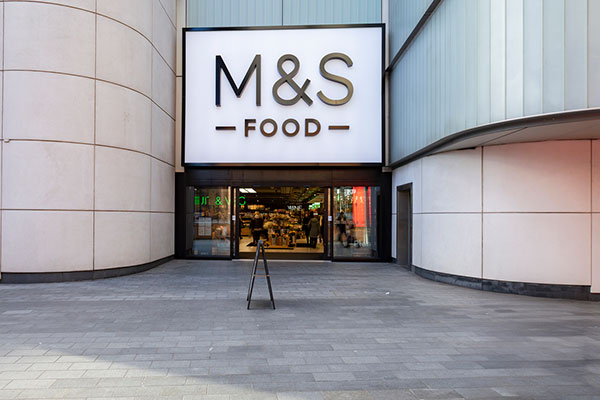 M&S Food sign above a store