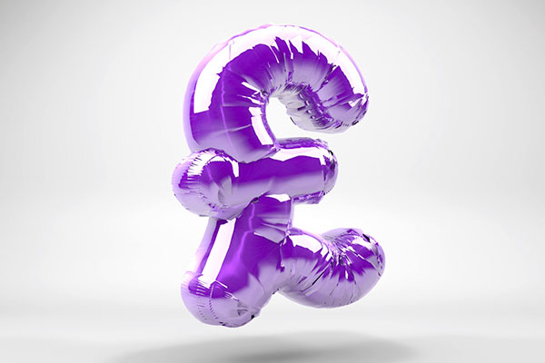 Purple inflatable pound symbol