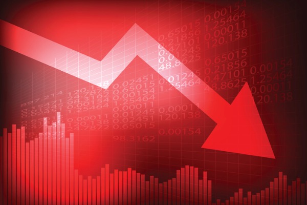 chart down slump crash arrow red 600