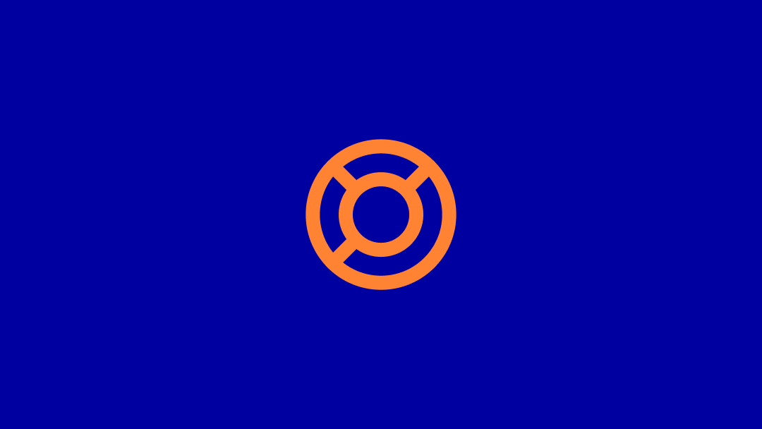 donut chart icon on blue background