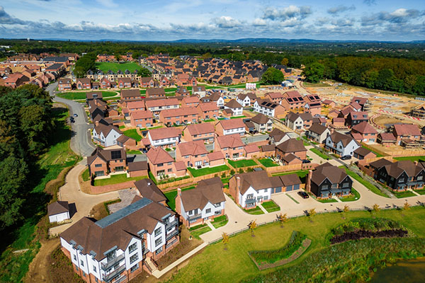 Aerial view of housing development