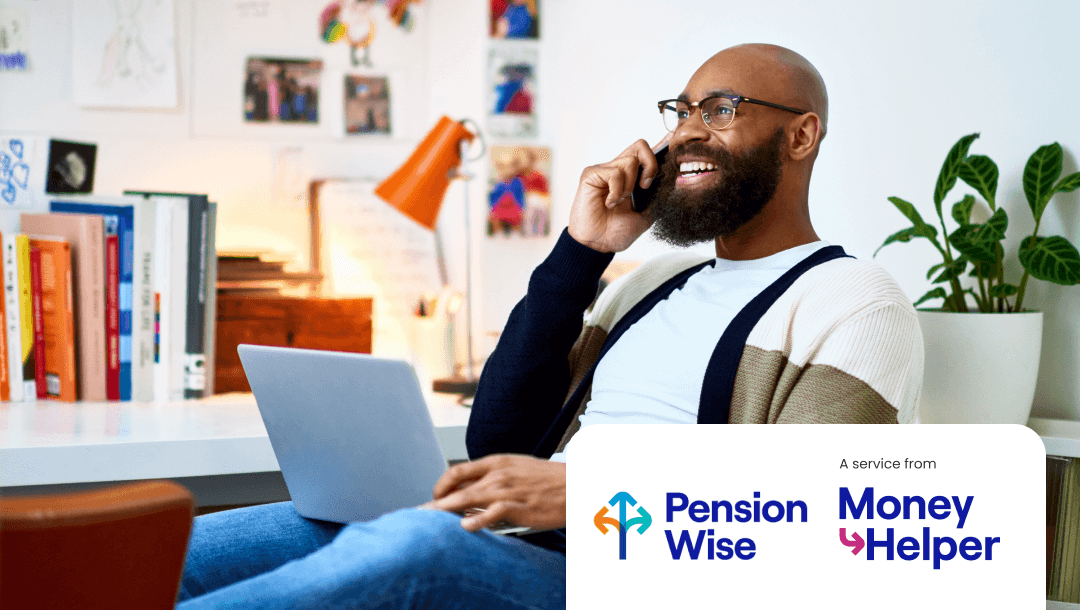 man speaking on the phone with pension wise