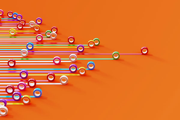 Bar chart made of colourful duct tape