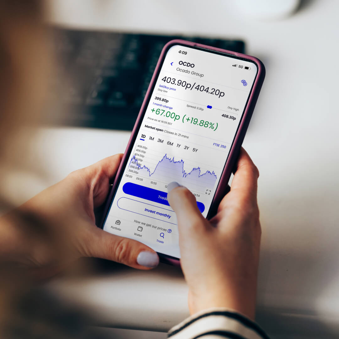 trading account instrument summary with chart on device