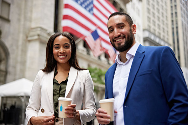 Investors smiling on Wall Street