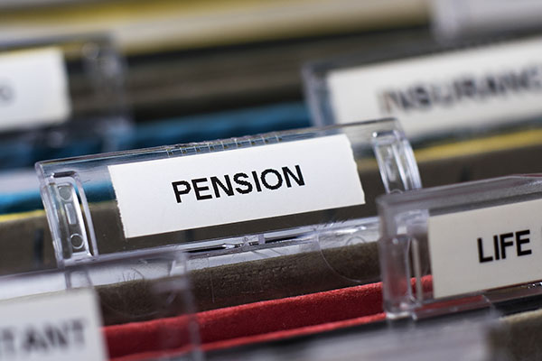 The word 'pension' on a file Getty