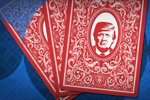 abrdn image of Trump on a red playing card