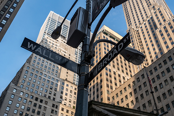 Wall Street sign in Manhattan, New York