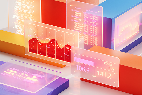 Cubes and graphs, visualizing financial investment, Getty