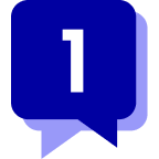 blue speech icon containing number one