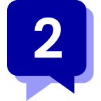 blue speech icon containing number two