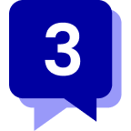 blue speech icon containing number three