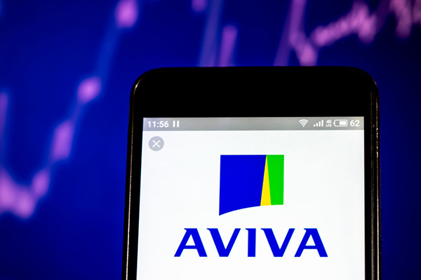 Aviva logo on a smartphone, Getty