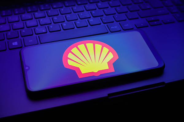 Shell logo on a smartphone, Getty