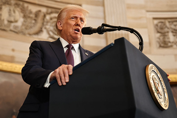 Donald Trump delivers his inaugural address after being sworn in 47th president of US, Getty