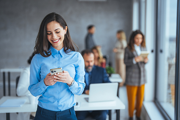 Woman checking her smartphone