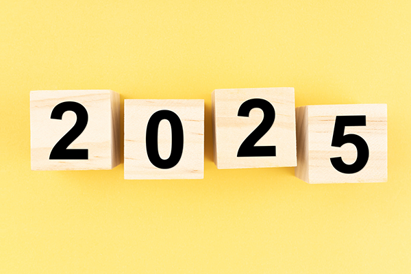 2025 year against yellow background