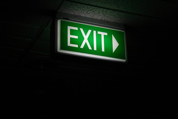 Exit sign lit up green