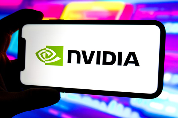 Nvidia logo on smartphone, Getty