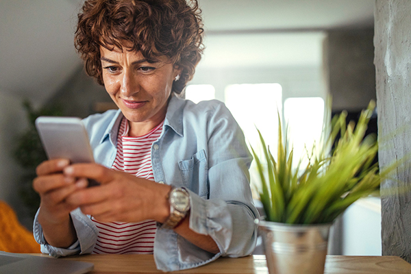 Woman looking at her smartphone