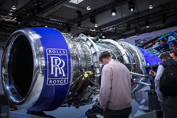 Rolls-Royce aircraft engine at the Hannover Messe industrial trade fair, Getty