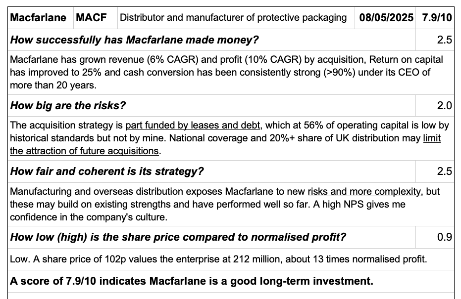 New Macfarlane table