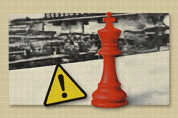 Finimize chess piece and warning sign