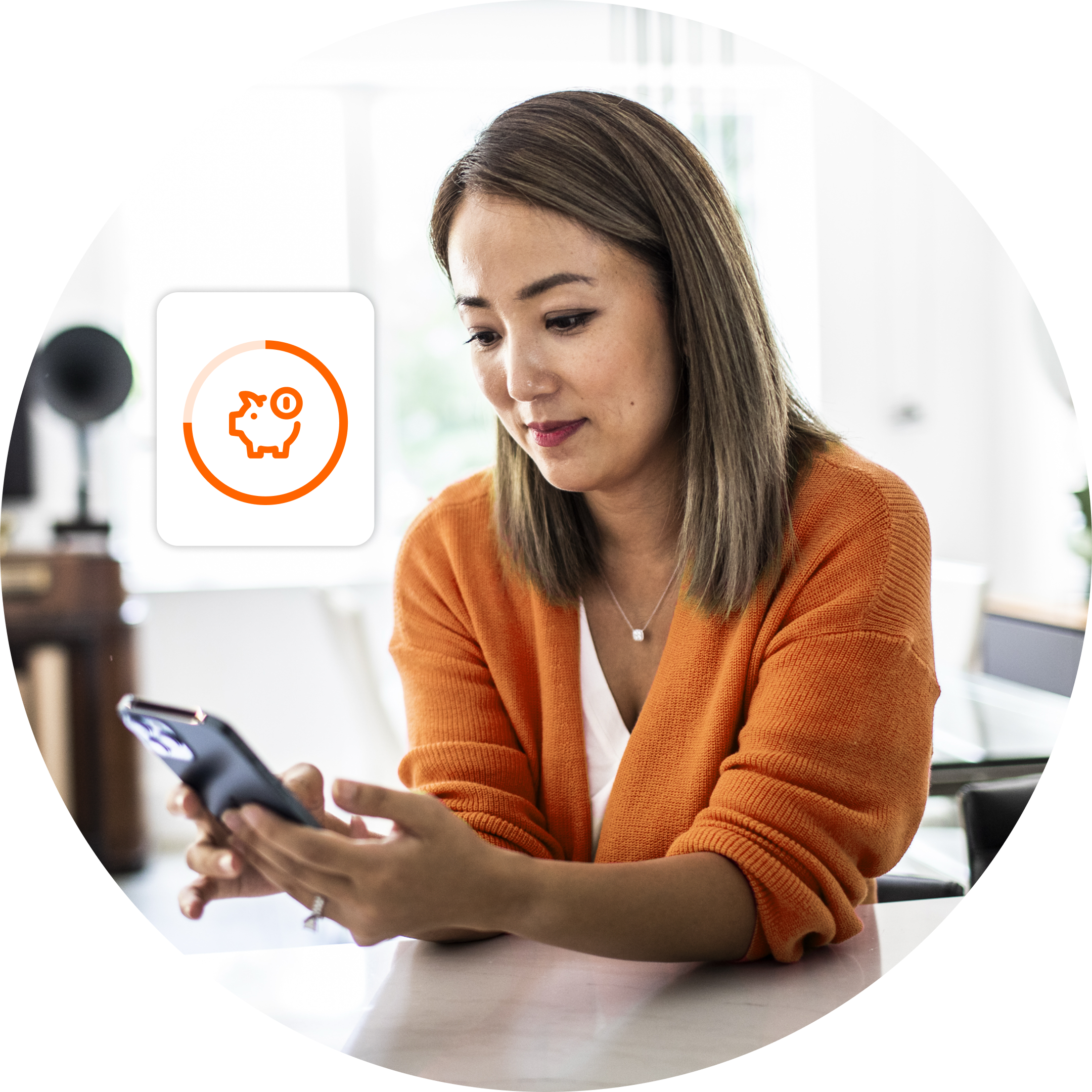 Woman laptop cash progress icon.
