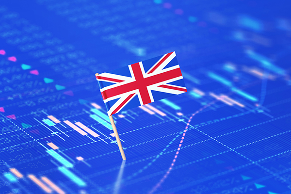 Union flag and market chart montage