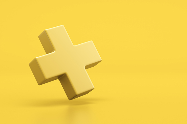 Addition sign in yellow