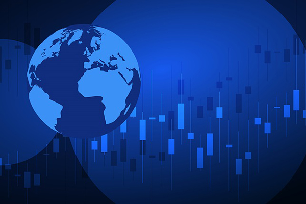 Aberdeen globe against blue market background
