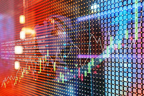 Colourful financial information on screen