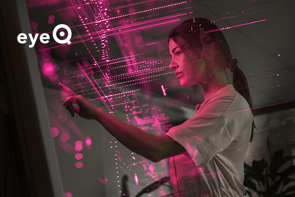 eyeQ girl touching screen AI theme, Getty