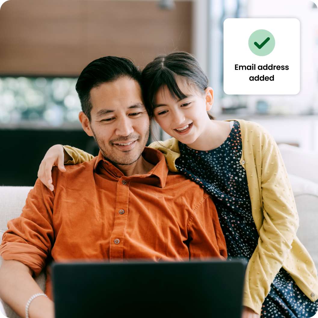 Prepare for your transfer by adding an email address to your account