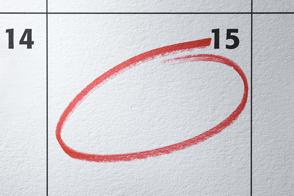A date circled on a calendar