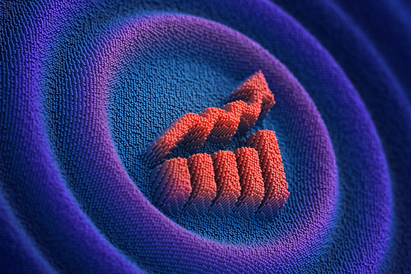 Profit sign on blue wavy background