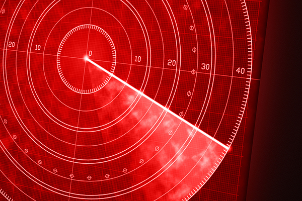 Blank red radar screen