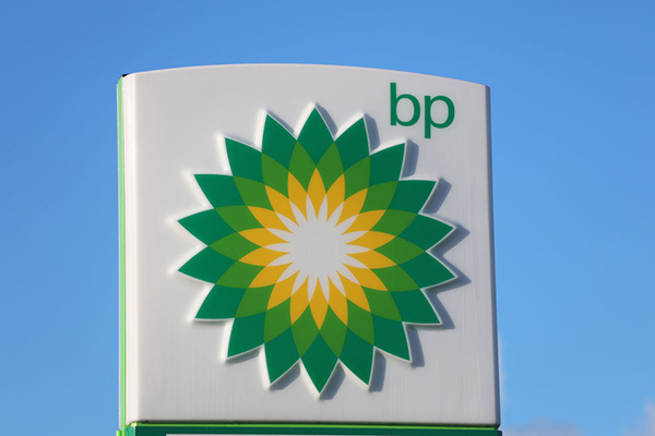 BP logo on a forecourt in the UK, Getty