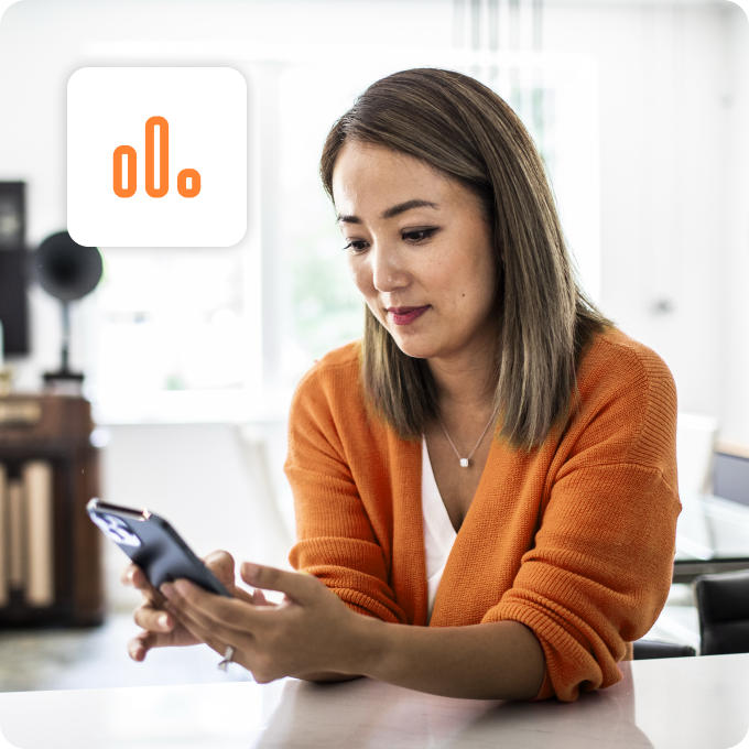 Woman checking bonds and gilts performance on her phone