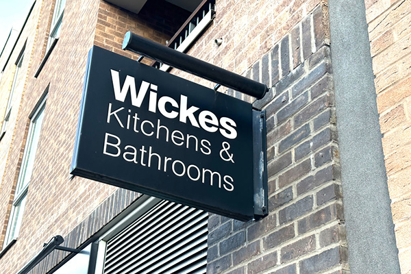 Wickes sign for kitchens and bathrooms, Getty