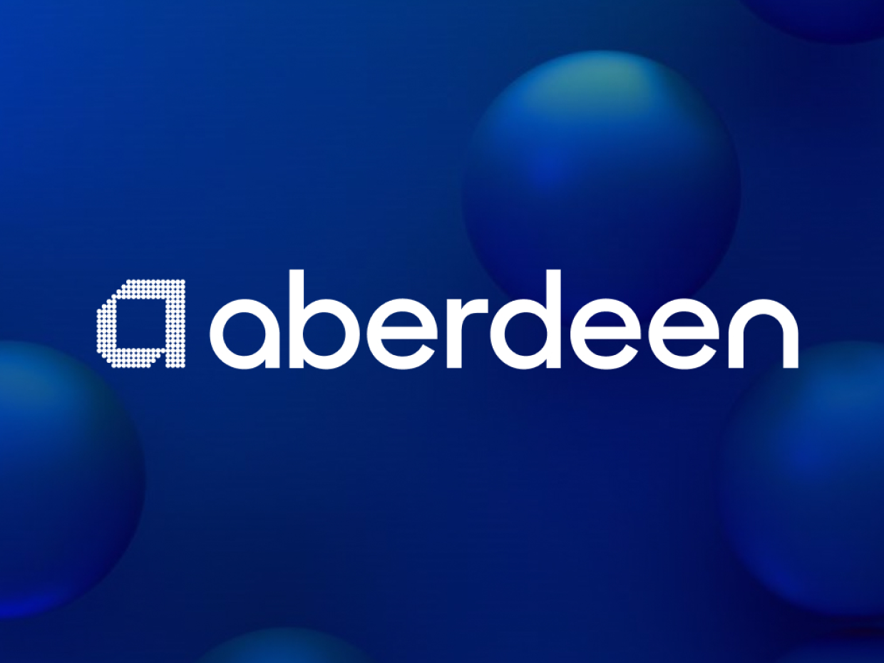 aberdeen logo on dark blue background with blue spheres
