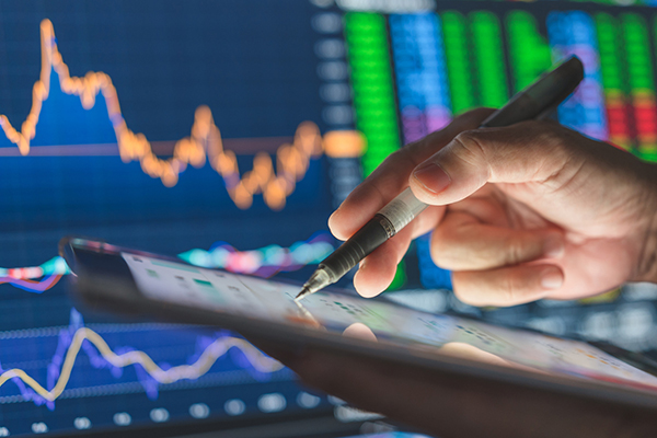 Stock market and financial technology integrated chart