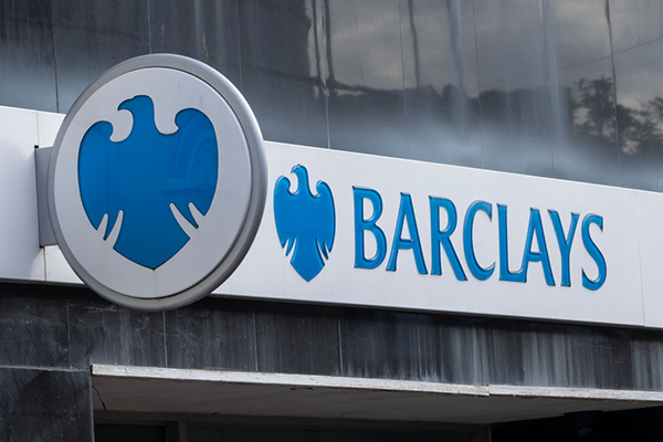 Barclays bank sign and logo, Getty