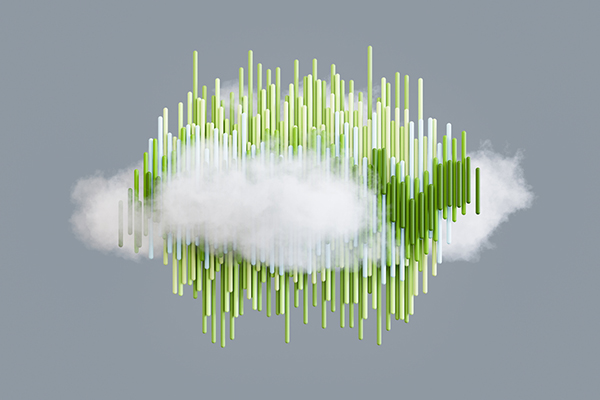 Green graph with storm clouds covering